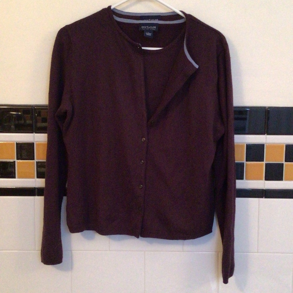 Ann Taylor Factory Maroon cardigan & tank twin set